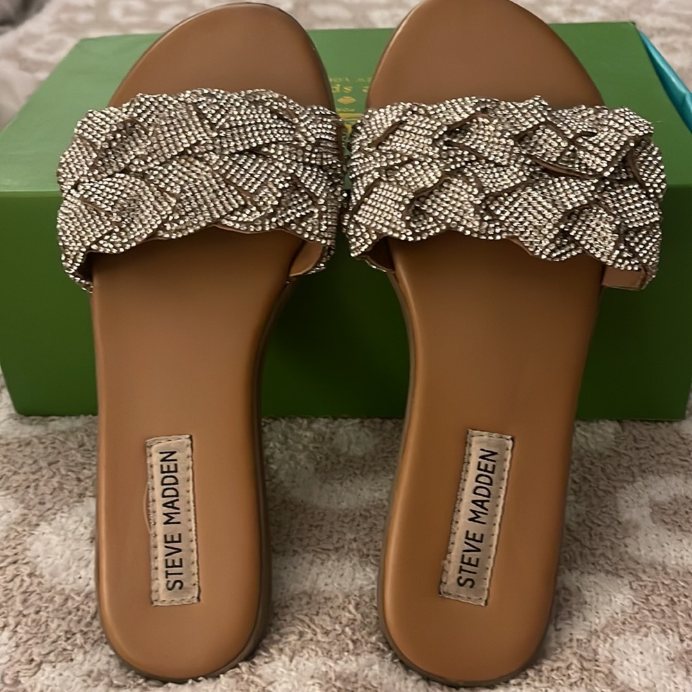 Steve Madden Rhinestone slides - Picture 2 of 4